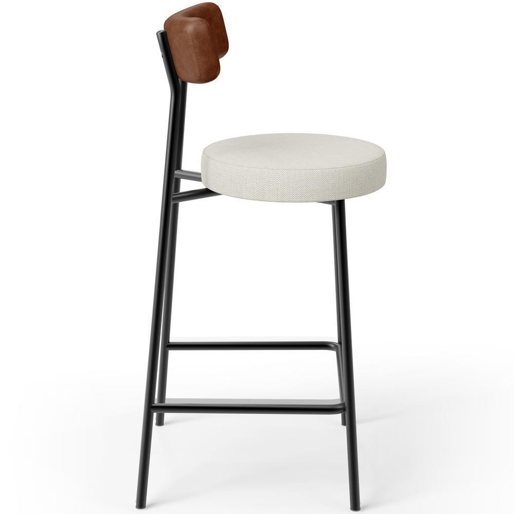 Kit 04 Banquetas Baixa Cozinha Sala Jantar Milão L02 Couríssimo Marrom Linho Champagne - 3