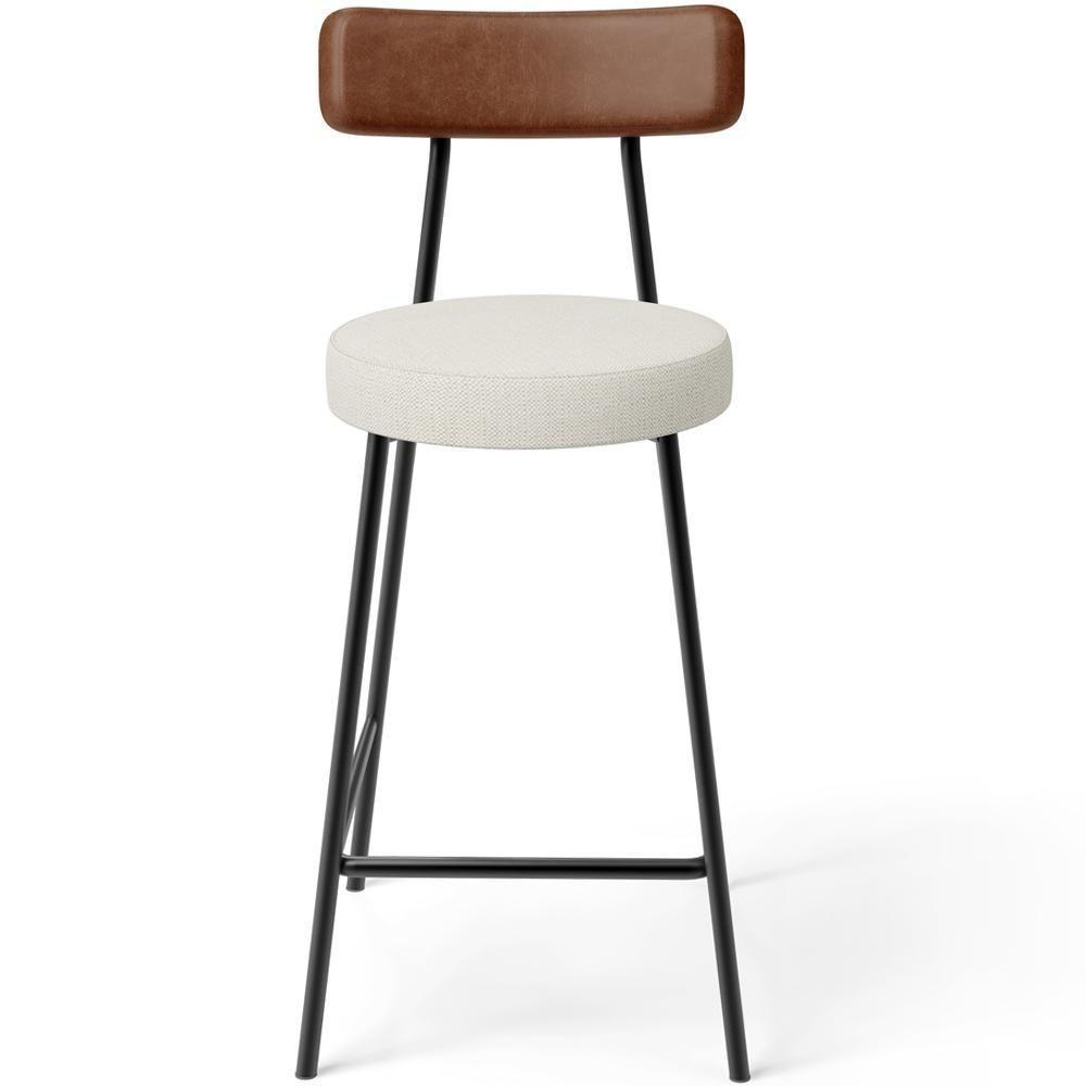 Kit 04 Banquetas Baixa Cozinha Sala Jantar Milão L02 Couríssimo Marrom Linho Champagne - 8