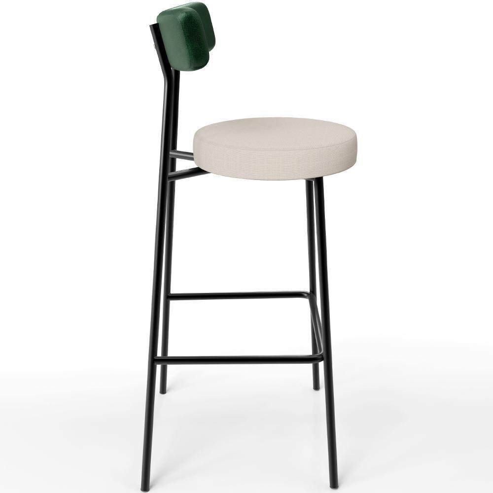 Kit 03 Banquetas Alta Bar Cozinha Sala De Jantar Milão L02 Facto Verde Musgo Linho Cru - 8