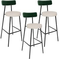 Kit 03 Banquetas Alta Bar Cozinha Sala De Jantar Milão L02 Facto Verde Musgo Linho Cru - 1