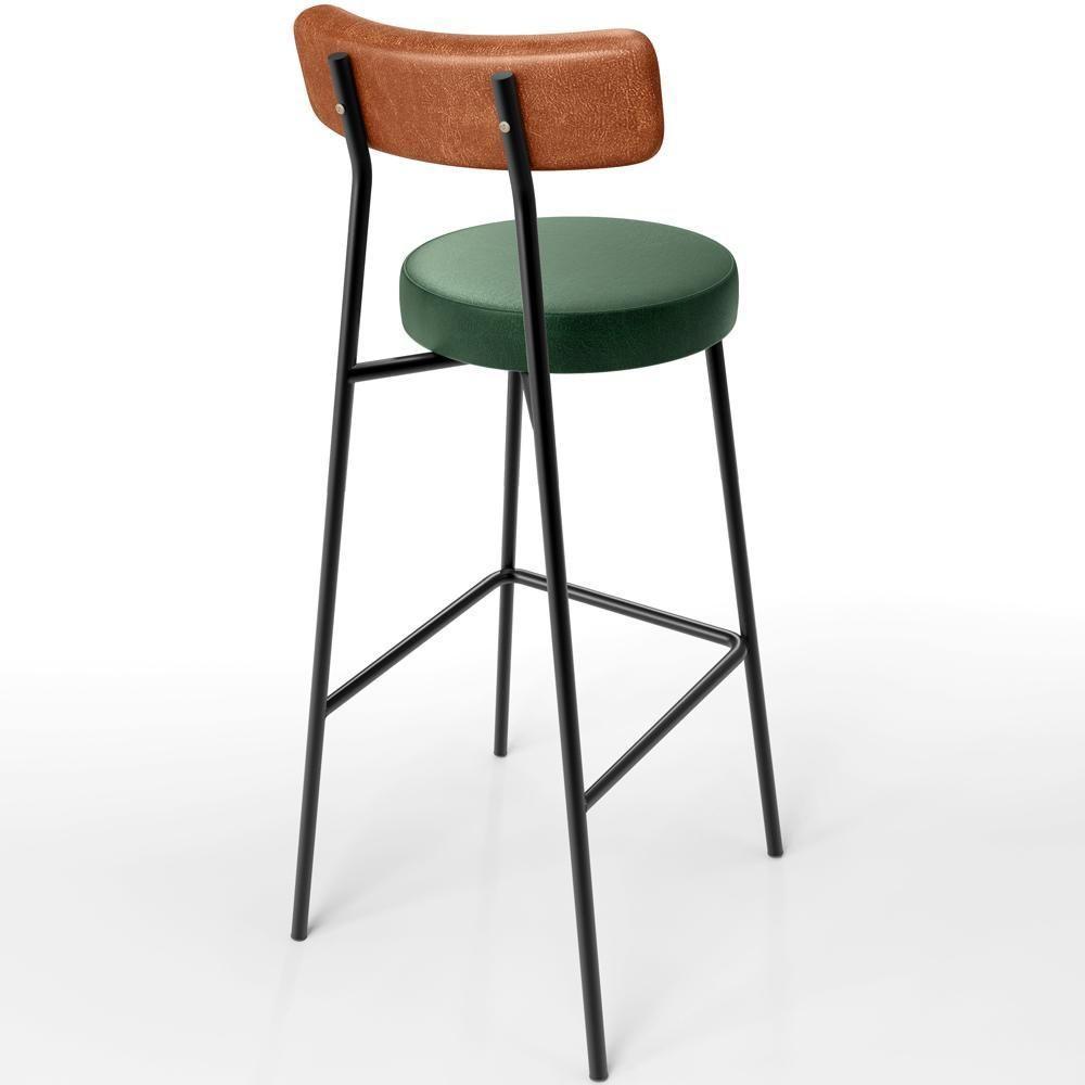 Kit 03 Banquetas Alta Bar Cozinha Sala Jantar Milão L02 Couríssimo Camel Facto Verde - 4