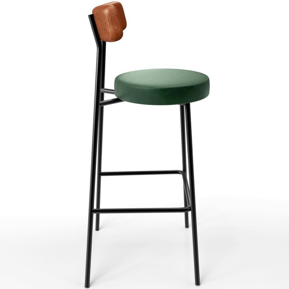 Kit 03 Banquetas Alta Bar Cozinha Sala Jantar Milão L02 Couríssimo Camel Facto Verde - 5