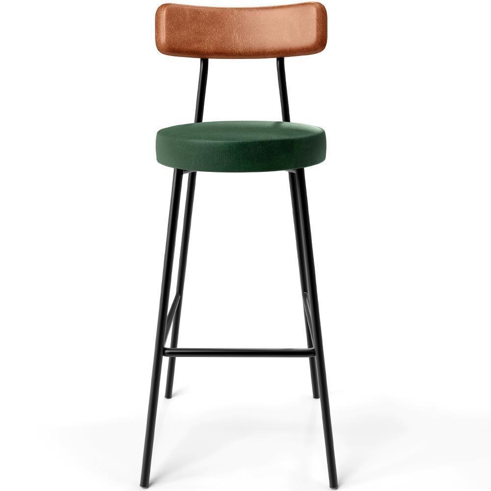 Kit 03 Banquetas Alta Bar Cozinha Sala Jantar Milão L02 Couríssimo Camel Facto Verde - 8