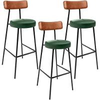 Kit 03 Banquetas Alta Bar Cozinha Sala Jantar Milão L02 Couríssimo Camel Facto Verde - 1