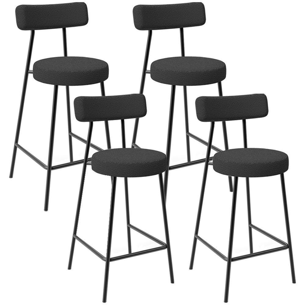 Kit 04 Banquetas Baixa Para Cozinha Sala De Jantar Bancada Milão L02 Bouclê Preto - 1