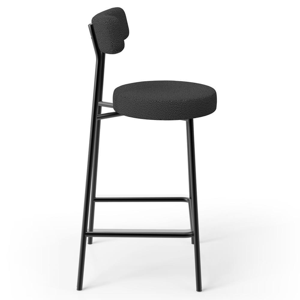 Kit 04 Banquetas Baixa Para Cozinha Sala De Jantar Bancada Milão L02 Bouclê Preto - 2