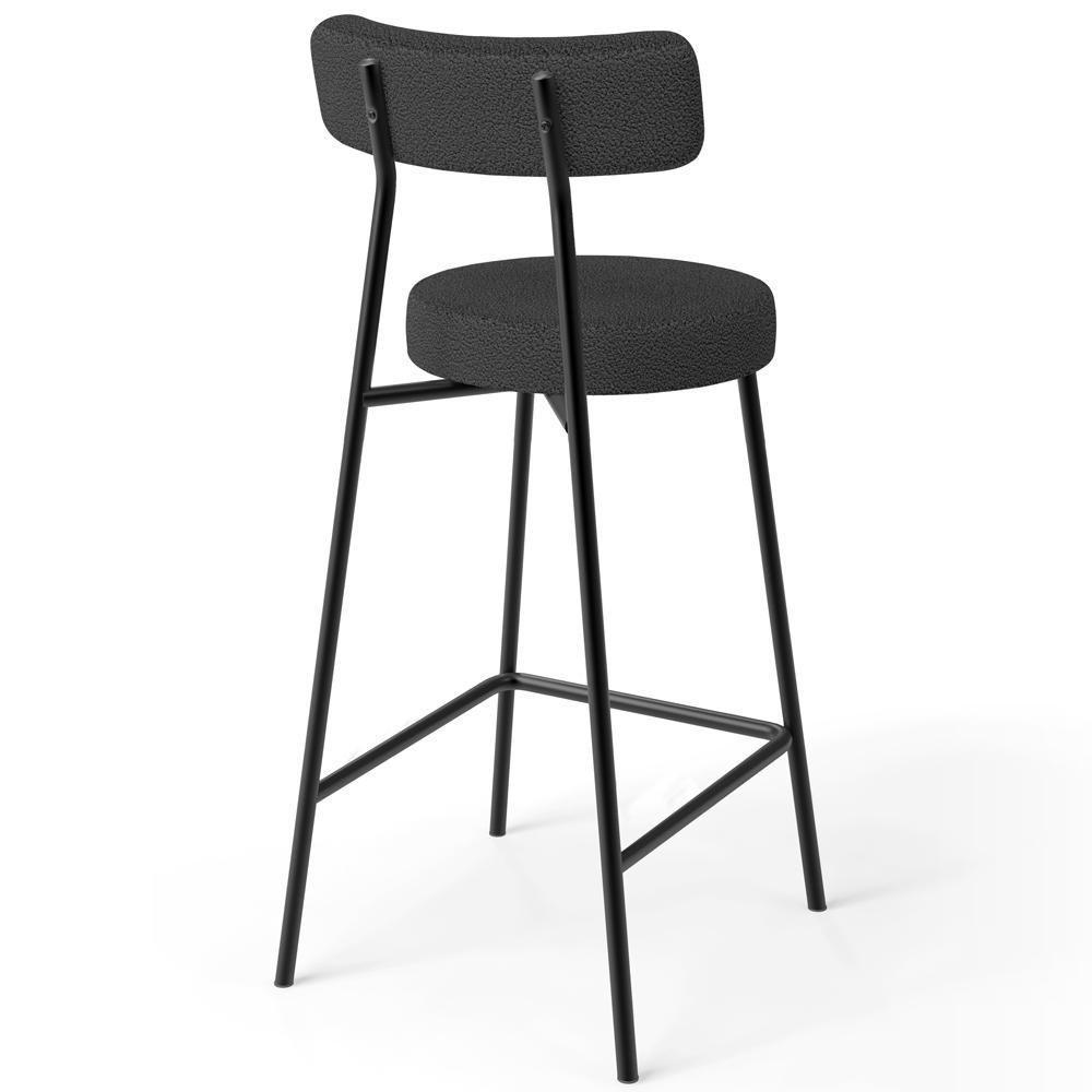 Kit 04 Banquetas Baixa Para Cozinha Sala De Jantar Bancada Milão L02 Bouclê Preto - 7