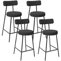 Kit 04 Banquetas Baixa Para Cozinha Sala De Jantar Bancada Milão L02 Bouclê Preto - 1