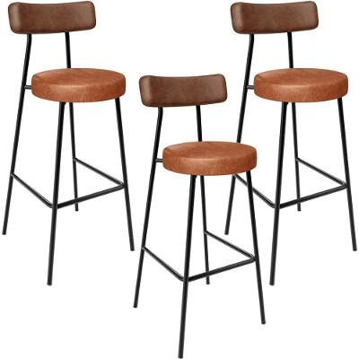 Kit 03 Banquetas Alta Bar Cozinha Sala De Jantar Milão L02 Couríssimo Marrom Camel