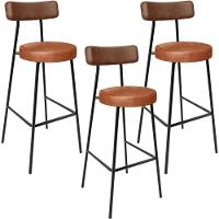 Kit 03 Banquetas Alta Bar Cozinha Sala De Jantar Milão L02 Couríssimo Marrom Camel - 1