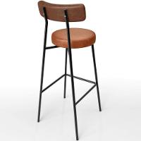 Kit 03 Banquetas Alta Bar Cozinha Sala De Jantar Milão L02 Couríssimo Marrom Camel - 2