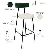 Kit 03 Banquetas Alta Bar Cozinha Sala De Jantar Milão L02 Facto Verde Linho Champagne - 3