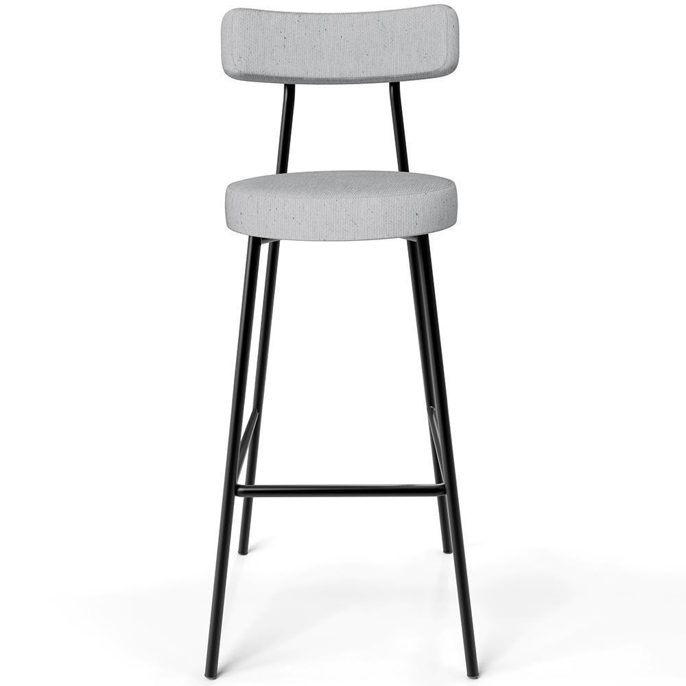 Kit 03 Banquetas Altas Cozinha Bar Sala De Jantar Em Aço Milão L02 Linho Cinza - 6