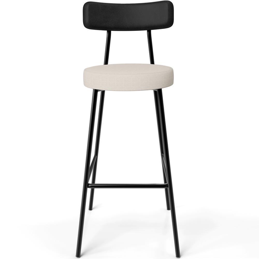 Kit 03 Banquetas Alta Bar Cozinha Sala De Jantar Milão L02 Couríssimo Preto Linho Cru - 2