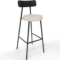 Kit 03 Banquetas Alta Bar Cozinha Sala De Jantar Milão L02 Couríssimo Preto Linho Cru - 5