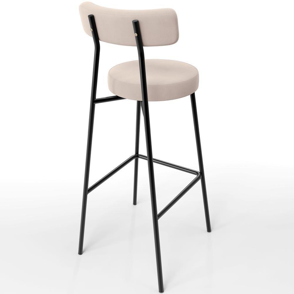 Kit 03 Banquetas Altas Cozinha Bar Sala De Jantar Em Aço Milão L02 Suede Bege - 7