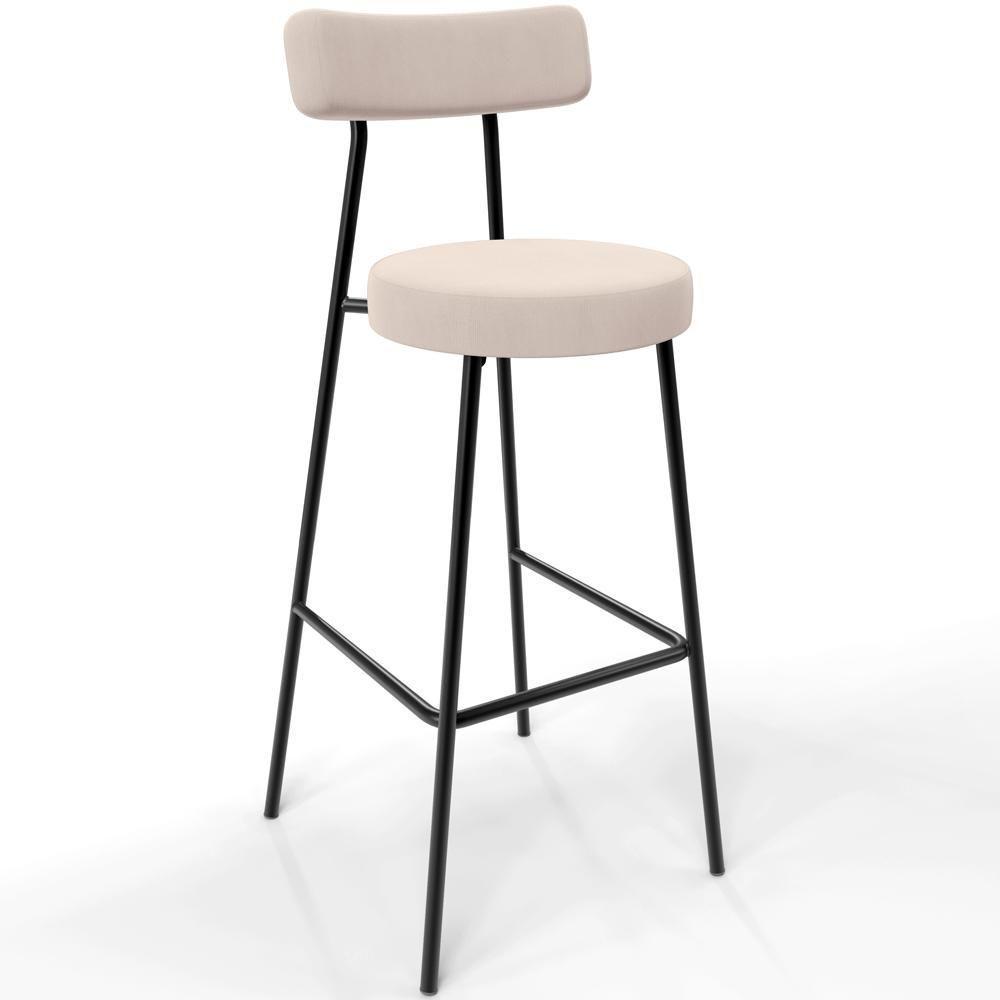 Kit 03 Banquetas Altas Cozinha Bar Sala De Jantar Em Aço Milão L02 Suede Bege - 8