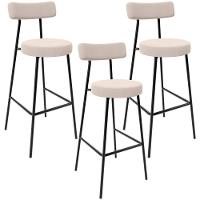 Kit 03 Banquetas Altas Cozinha Bar Sala De Jantar Em Aço Milão L02 Suede Bege - 1