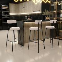 Kit 03 Banquetas Altas Cozinha Bar Sala De Jantar Em Aço Milão L02 Suede Bege