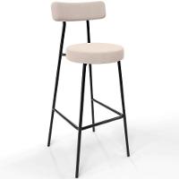 Kit 03 Banquetas Altas Cozinha Bar Sala De Jantar Em Aço Milão L02 Suede Bege - 8