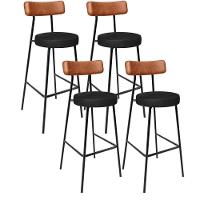 Kit 04 Banquetas Alta Bar Cozinha Sala De Jantar Milão L02 Couríssimo Camel Preto - 1