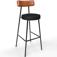 Kit 04 Banquetas Alta Bar Cozinha Sala De Jantar Milão L02 Couríssimo Camel Preto - 7