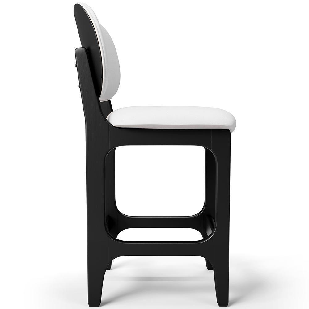 Kit 03 Banquetas Baixa Bar Cozinha E Sala De Jantar Fixa Betta L02 Preto Facto Branco - 8