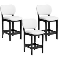 Kit 03 Banquetas Baixa Bar Cozinha E Sala De Jantar Fixa Betta L02 Preto Facto Branco - 1