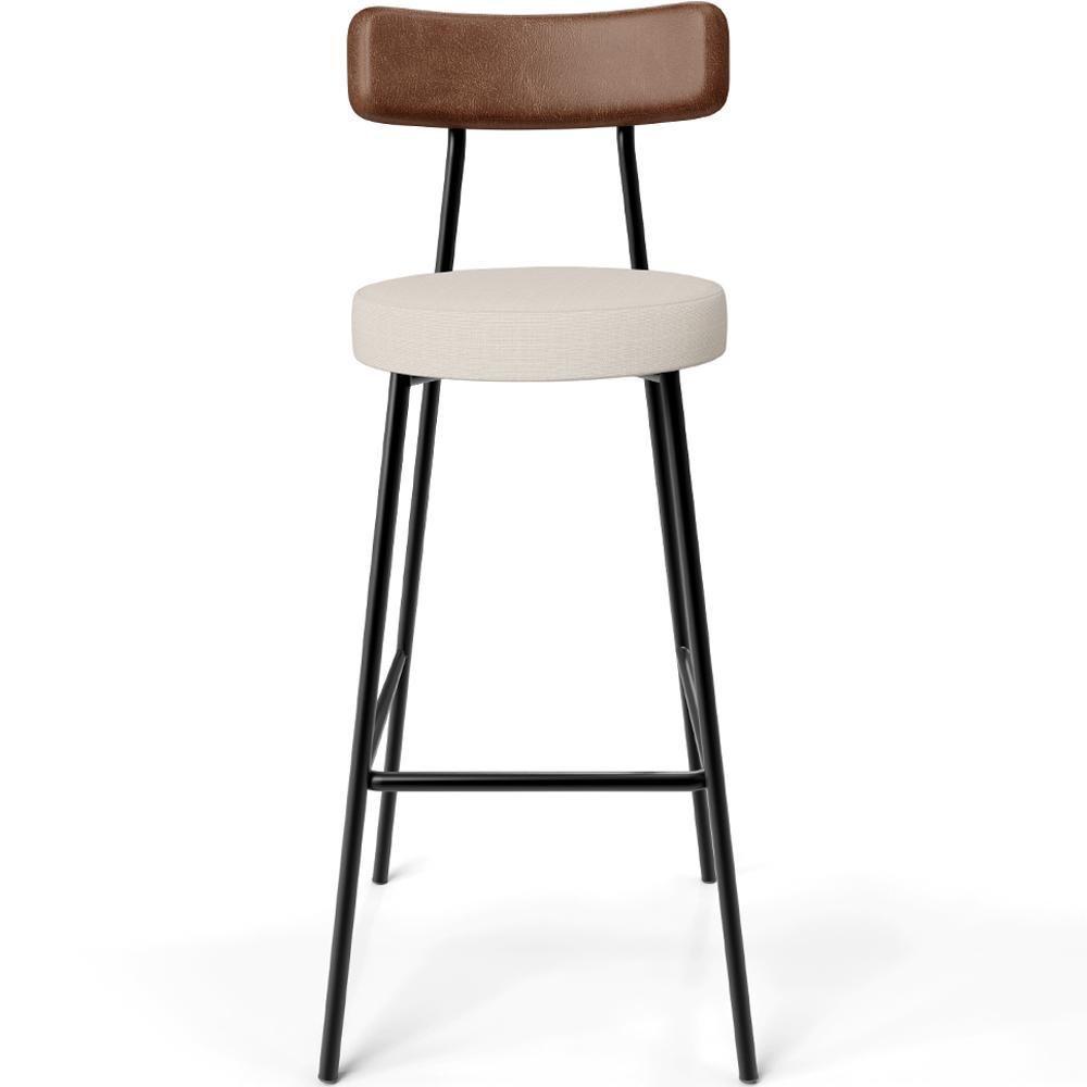 Kit 03 Banquetas Alta Cozinha Bar Sala De Jantar Milão L02 Couríssimo Marrom Linho Cru - 3