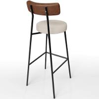 Kit 03 Banquetas Alta Cozinha Bar Sala De Jantar Milão L02 Couríssimo Marrom Linho Cru