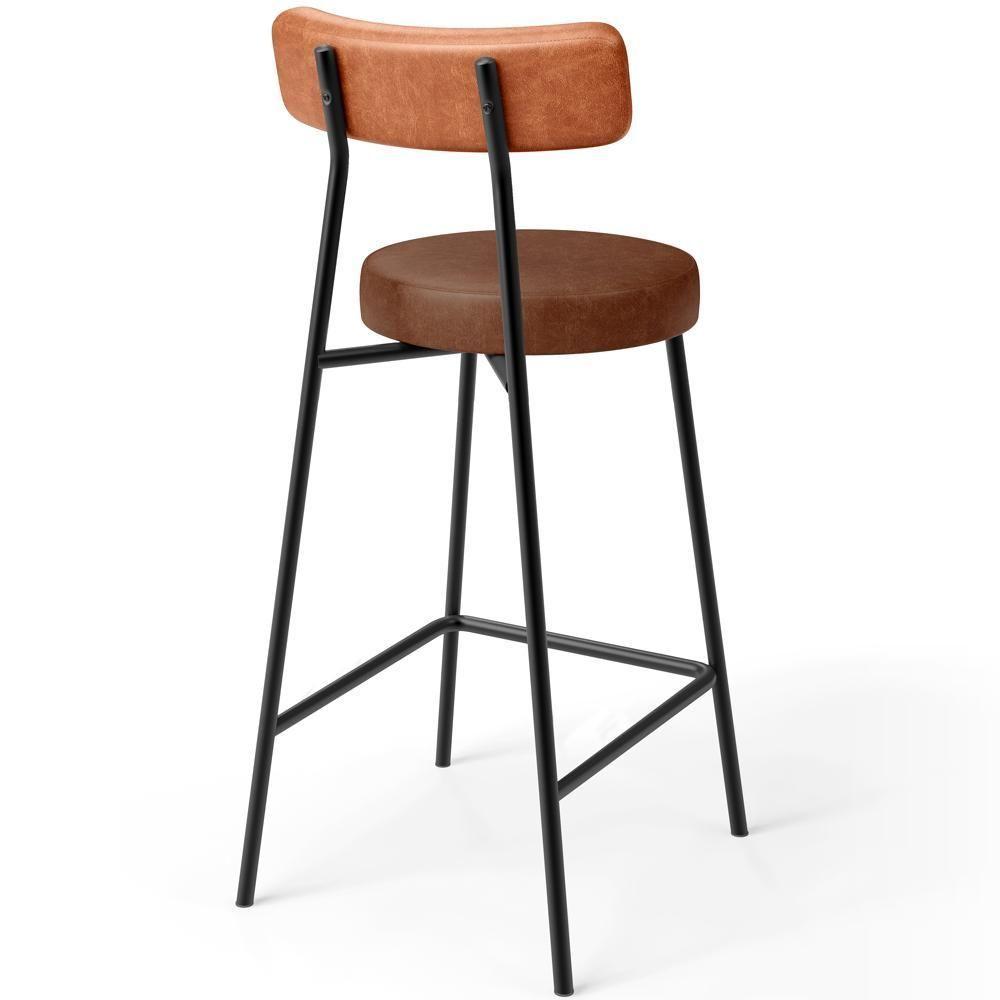 Kit 03 Banquetas Baixa Cozinha Sala Jantar Bancada Milão L02 Couríssimo Camel Marrom - 6