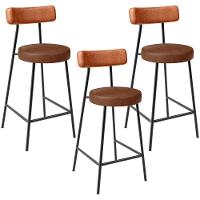 Kit 03 Banquetas Baixa Cozinha Sala Jantar Bancada Milão L02 Couríssimo Camel Marrom - 1