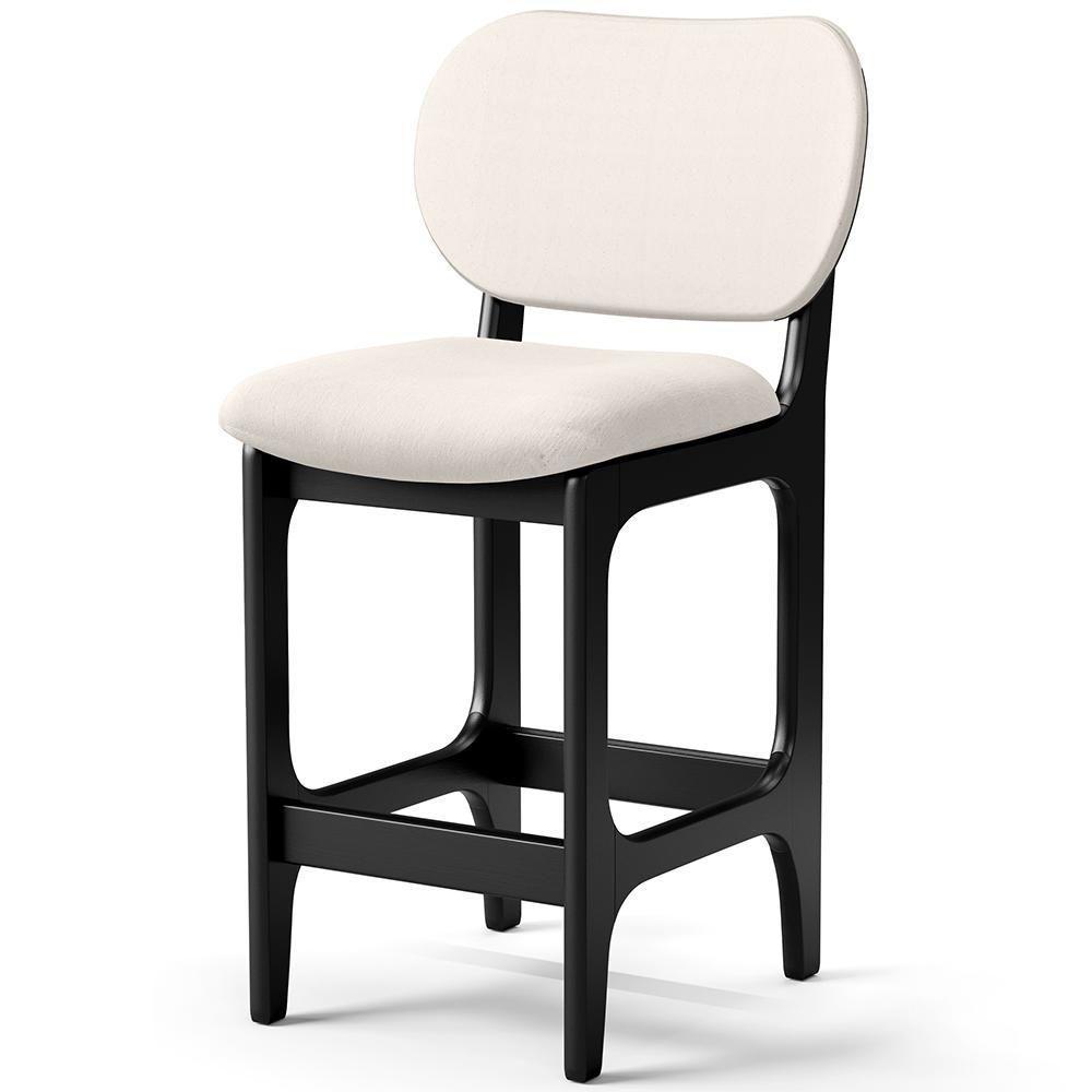 Kit 03 Banquetas Baixa Bar Cozinha E Sala De Jantar Fixa Betta L02 Preto Linho Cru - 5