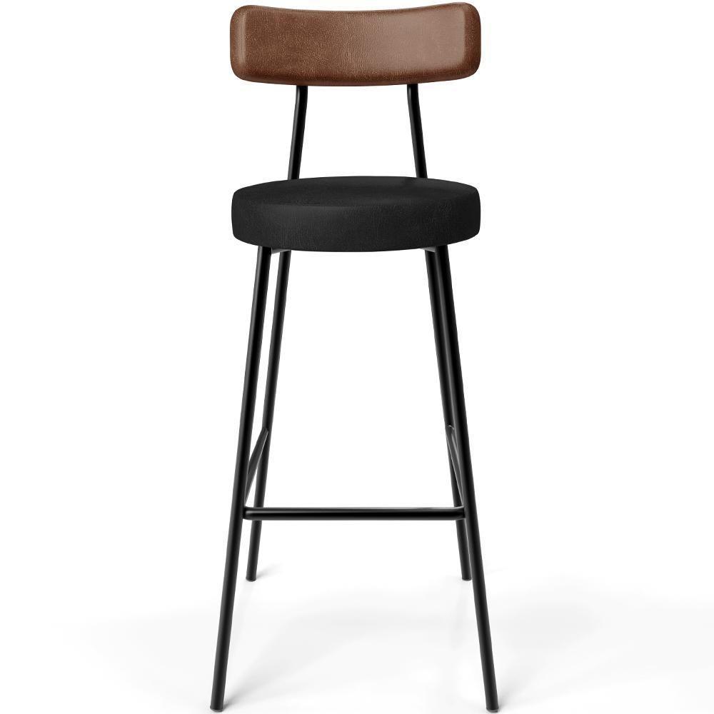 Kit 04 Banquetas Alta Bar Cozinha Sala De Jantar Milão L02 Couríssimo Marrom Preto - 7