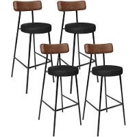 Kit 04 Banquetas Alta Bar Cozinha Sala De Jantar Milão L02 Couríssimo Marrom Preto - 1