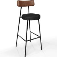 Kit 04 Banquetas Alta Bar Cozinha Sala De Jantar Milão L02 Couríssimo Marrom Preto - 8