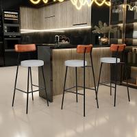 Kit 03 Banquetas Alta Cozinha Sala De Jantar Aço Milão L02 Couríssimo Camel Linho Cinza - 5