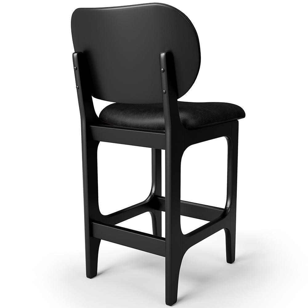 Kit 03 Banquetas Baixa Bar Cozinha E Sala De Jantar Fixa Betta L02 Couríssimo Preto - 7