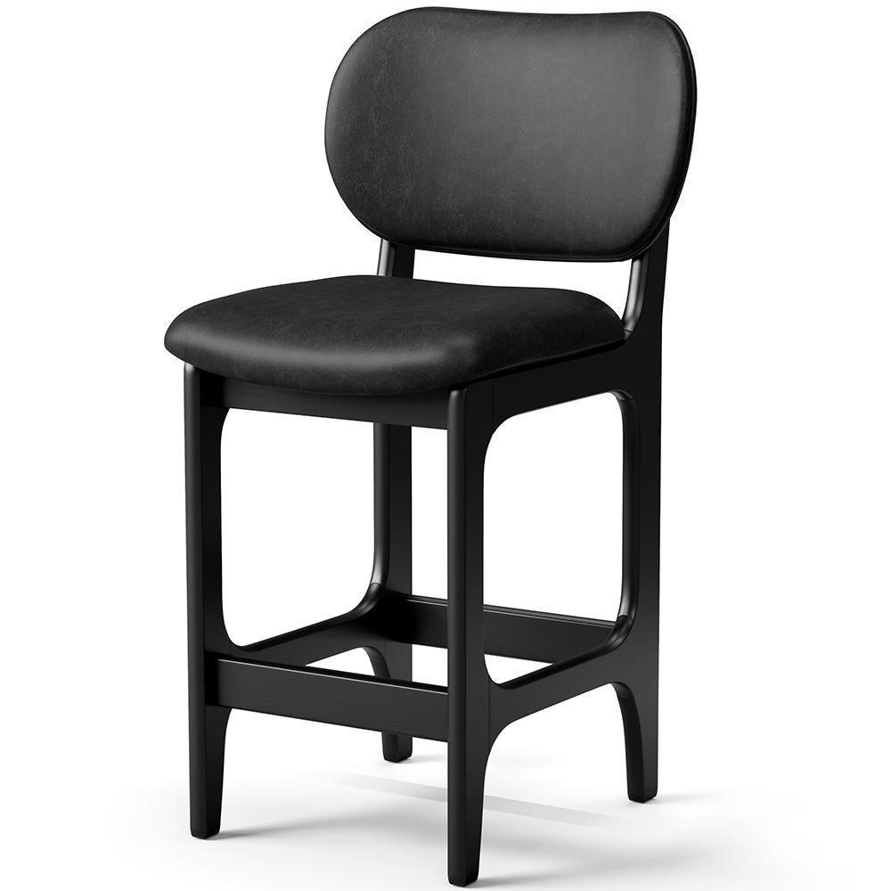 Kit 03 Banquetas Baixa Bar Cozinha E Sala De Jantar Fixa Betta L02 Couríssimo Preto - 8