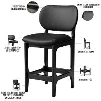 Kit 03 Banquetas Baixa Bar Cozinha E Sala De Jantar Fixa Betta L02 Couríssimo Preto - 2