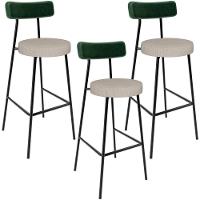 Kit 03 Banquetas Alta Bar Cozinha Sala Jantar Milão L02 Facto Verde Musgo Linho Bege - 1