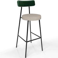 Kit 03 Banquetas Alta Bar Cozinha Sala Jantar Milão L02 Facto Verde Musgo Linho Bege