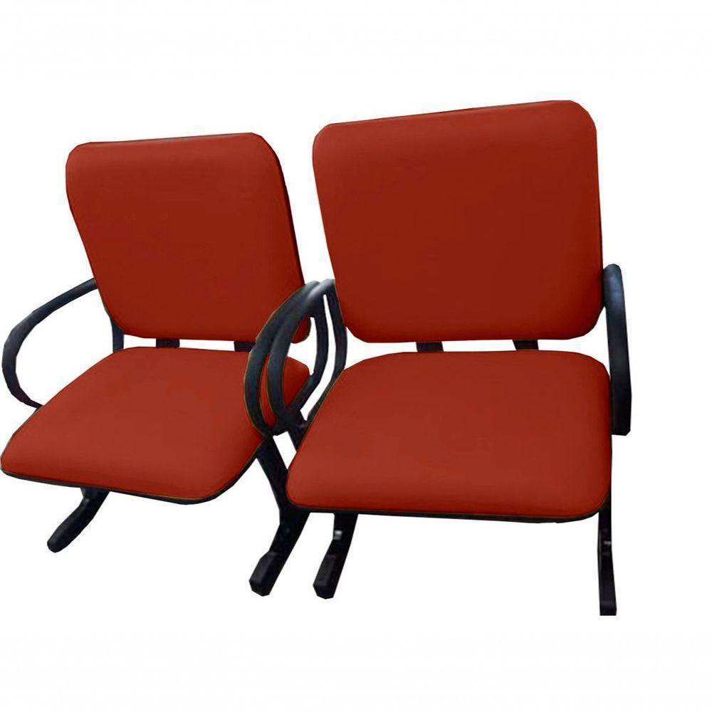 02 Cadeiras Para Escritório Para Obesos Até 250kg Vermelho - 1