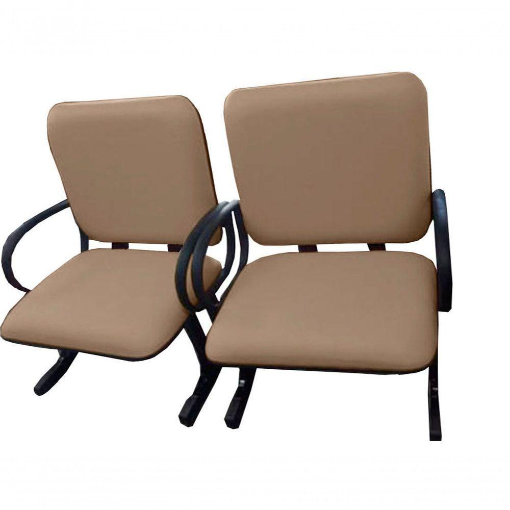 02 Cadeiras Para Escritório Para Obesos Até 250kg Bege - 1