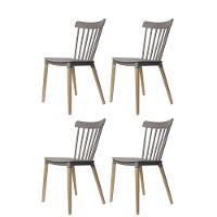 Kit 4 Cadeiras Janaína Midi Rivatti Polipropileno Cinza Escuro Base Madeira - 1