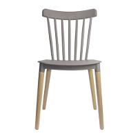 Kit 4 Cadeiras Janaína Midi Rivatti Polipropileno Cinza Escuro Base Madeira - 2