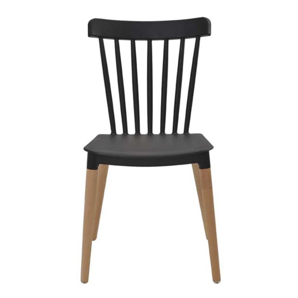Kit 4 Cadeiras Janaína Midi Rivatti Polipropileno Preto Base Madeira - 2