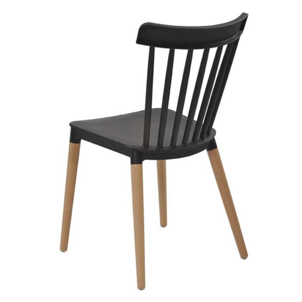 Kit 4 Cadeiras Janaína Midi Rivatti Polipropileno Preto Base Madeira - 4