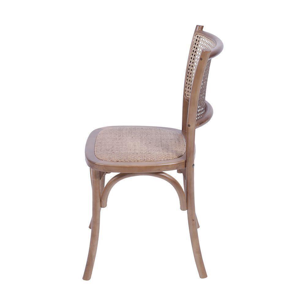 Cadeira Zimba Madeira Escura Assento E Encosto Em Rattan - 2