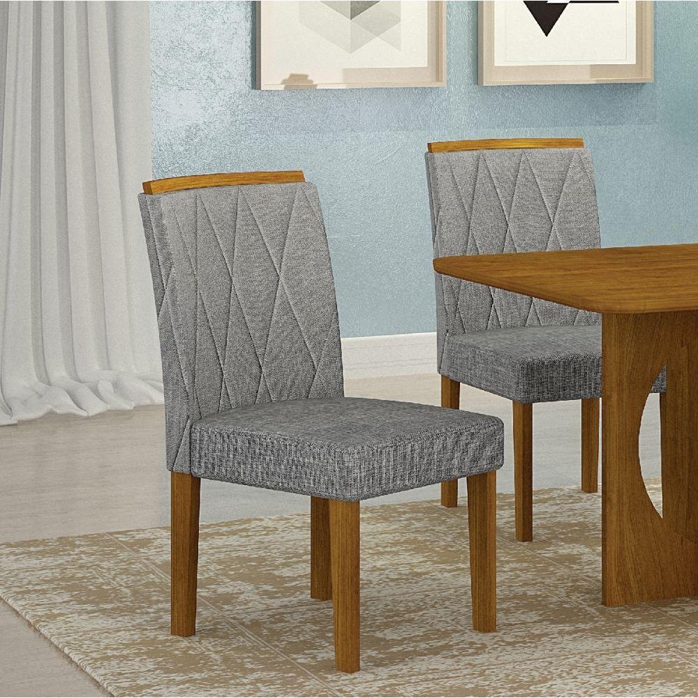 Kit 04 Cadeiras Sala De Jantar Mdf Freijó,linho Cinza - 2